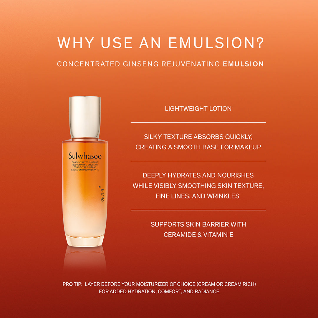 Concentrated Ginseng Rejuvenating Emulsion, why use an emulsion infographic