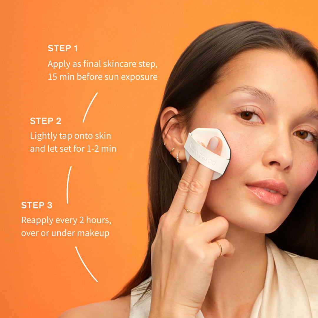 3-step how to use instructions for Sulwhasoo UV Wise On-The-Go Sun Cushion