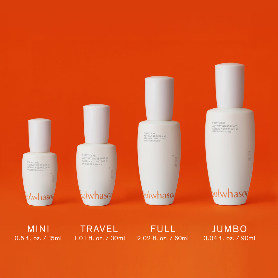 Sulwhasoo First Care Activating Serum VI, 15, 30, 60, 90ml bottle size comparison