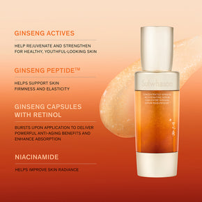 Concentrated Ginseng Renjuvenating Serum Mini, Korean travel sized serum, infographic of ingredients