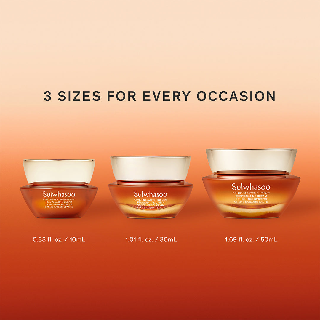 Concentrated Ginseng Rejuvenating Cream, korean cream, infographic of three sizes 