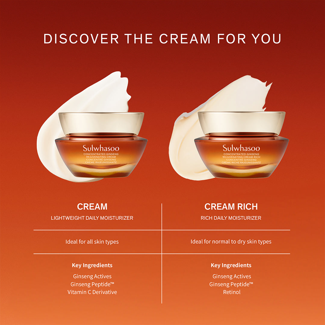 Concentrated Ginseng Rejuvenating Cream, korean cream, comparison of cream and cream rich