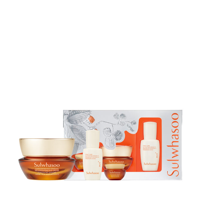 Concentrated Ginseng Rejuvenating Eye Cream Set on white background