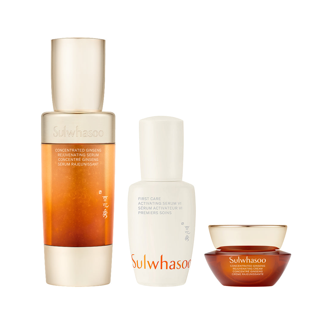 inner components of Concentrated Ginseng Rejuvenating Serum Set on white background