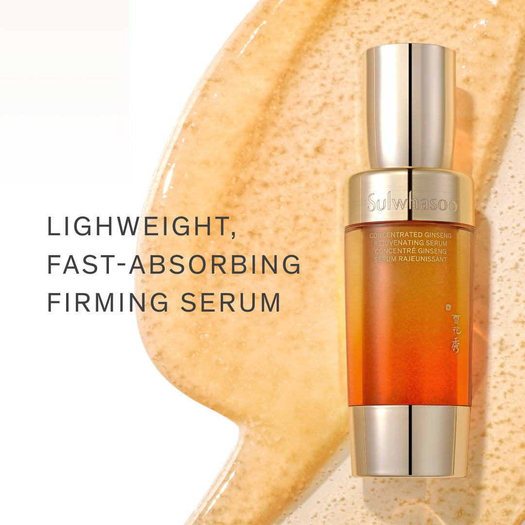 Concentrated Ginseng Renjuvenating Serum, texture shot, lightweight, fast-absorbing firming serum