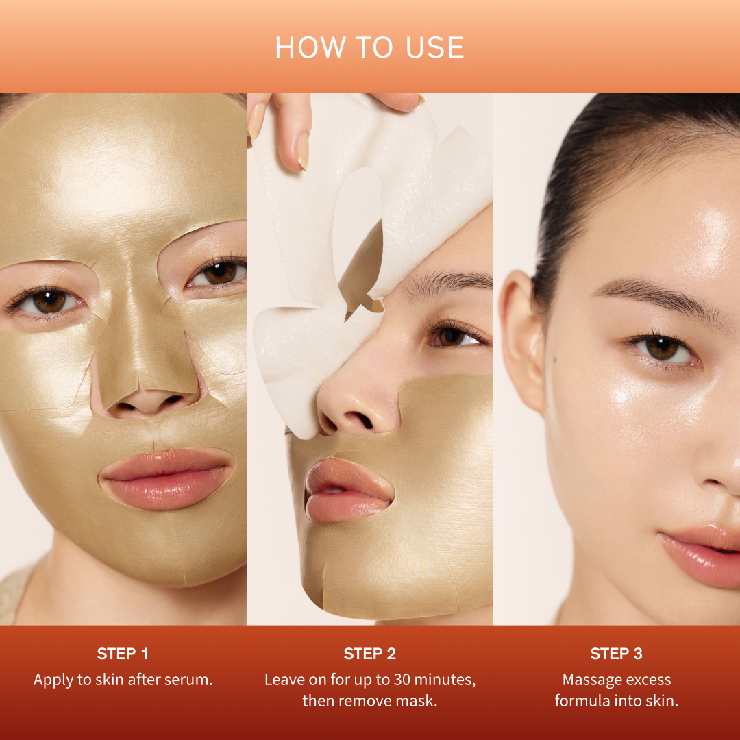 Steps 1-3 on how to use the sheet mask