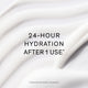 Enlarge image of Text on a white background indicating 24-hour hydration after one use, with a note on sample size.