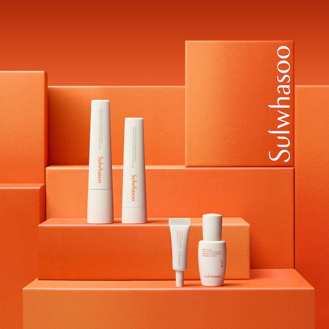 stylized shot of First Care Activating Eye Serum Refill Set