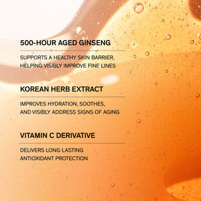 Sulwhasoo First Care Activating Mask, ingredient list, 500-hour aged ginseng, korean herb extract, and vitamin c derivative