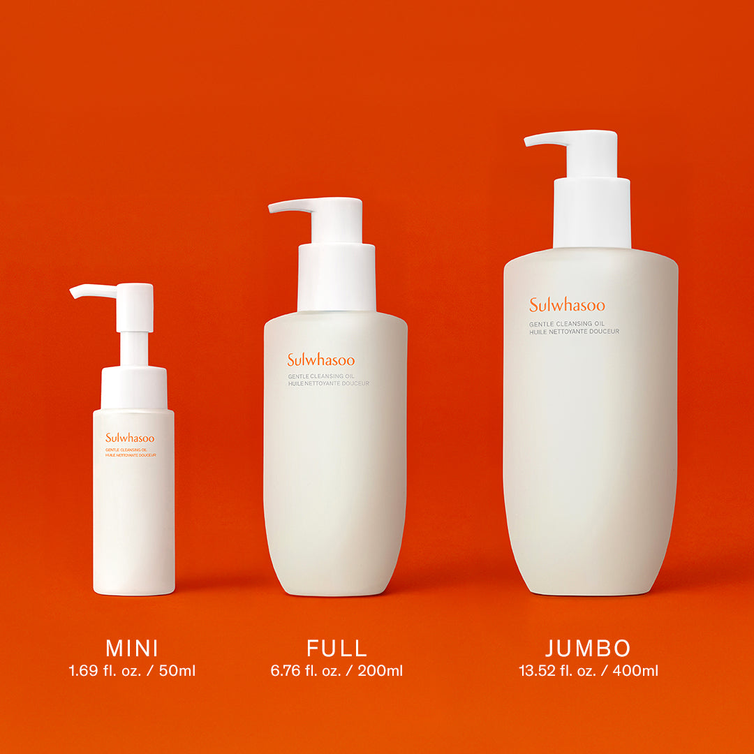 Sulwhasoo Gentle Cleansing Oil, mini, full size, and jumbo comparison