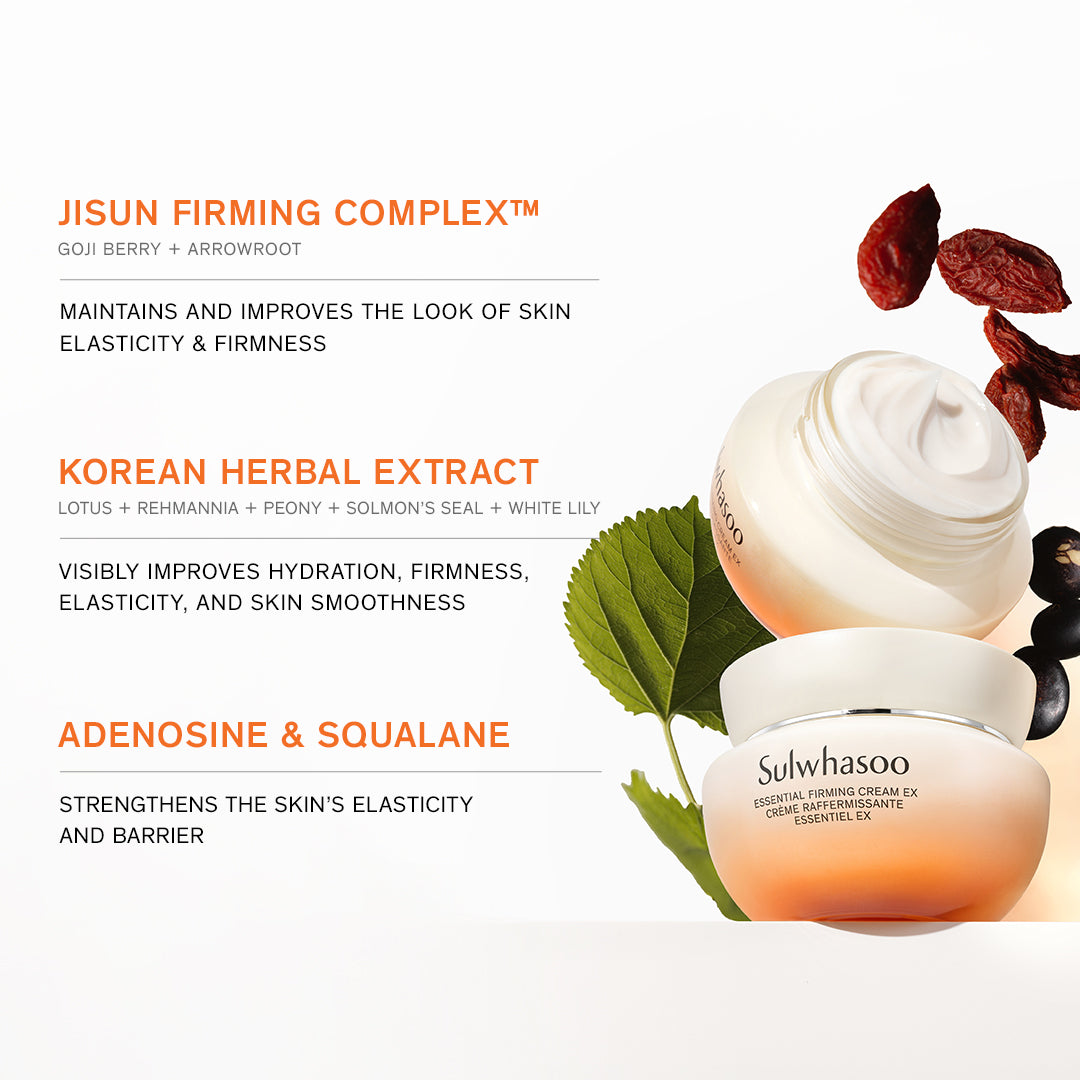 Sulwhasoo skincare product with ingredients and benefits on a white background