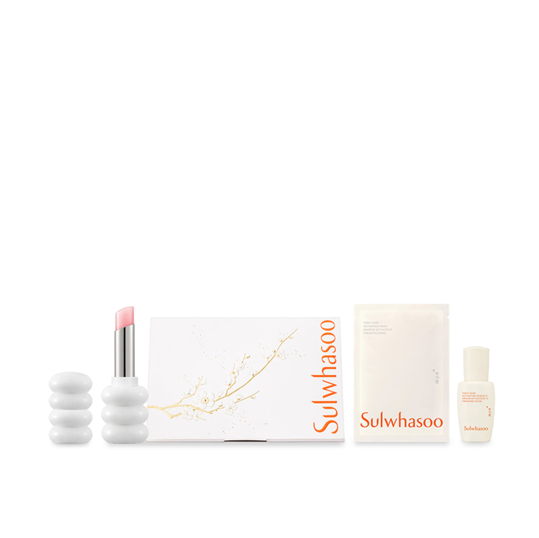 Sulwhasoo skincare products including a lipstick and cream on a white background