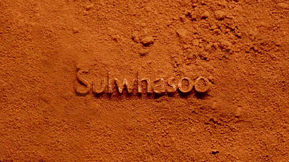 Sulwhasoo name and logo rising out of the dirt