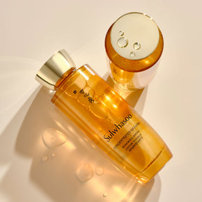 multiple Sulwhasoo Concentrated Ginseng Renewing Water, Korean Ginseng Skincare, Beauty Water with texture droplets