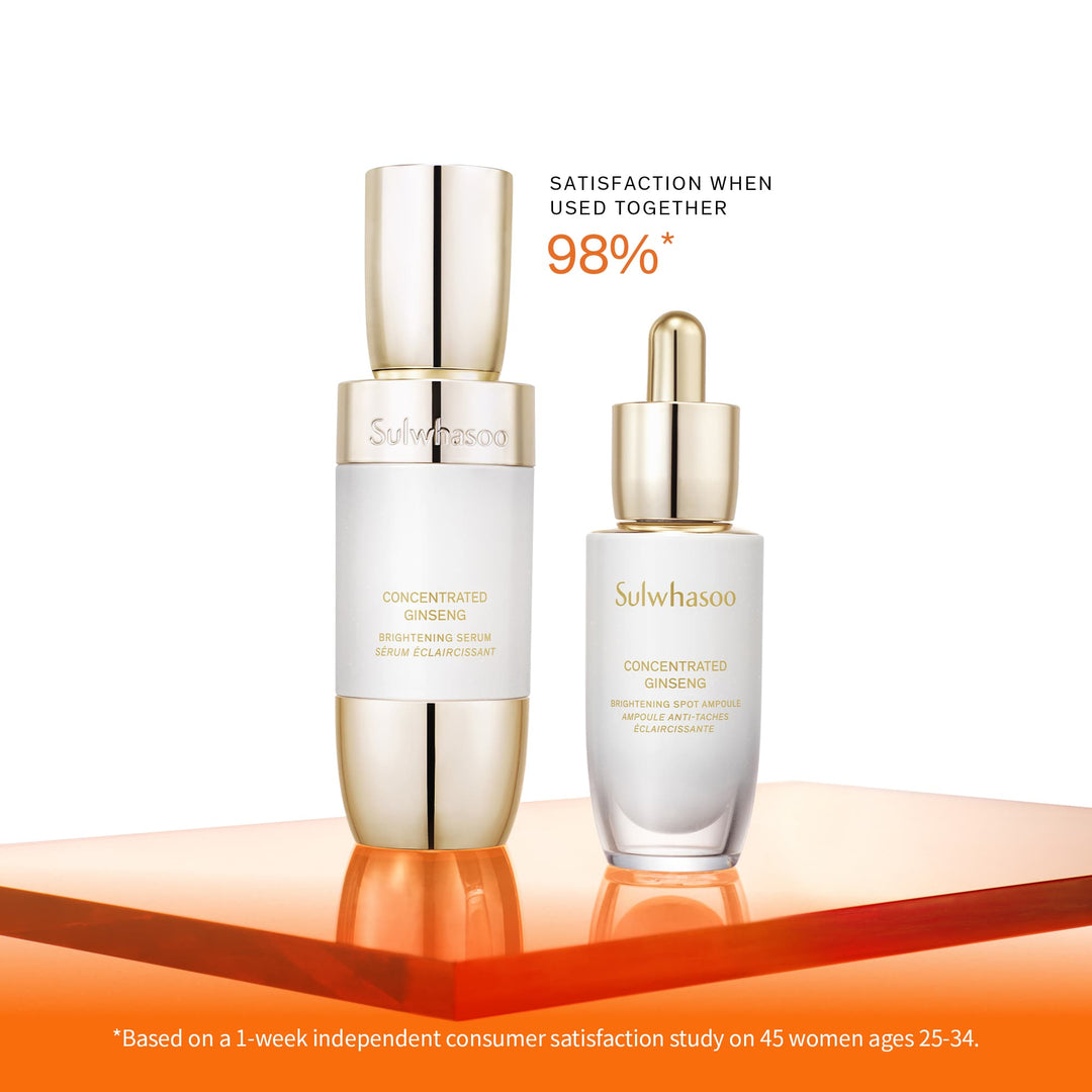 Concentrated Ginseng Brightening Serum and Ampoule together on white background